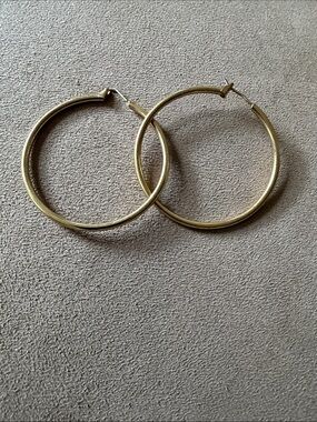 Gold Tone Hoop Earrings - 1.5” Diameter